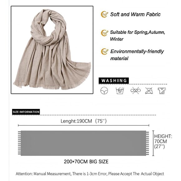 🆕 Women Cream Wedding Evening Dress Pashmina Shawl Winter Foulard Femme Wraps - Picture 6 of 7
